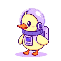 Pato astronauta pixelado