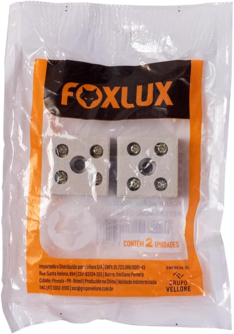Foxlux Conector de Porcelana Bipolar 16mm² - Corrente até 50A - Isolação até 600V